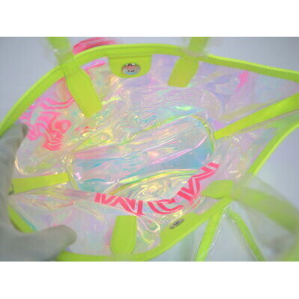 MCM Tote Bag Pouch Clear Leather Yellow Blue Pink - Picture 6 of 8